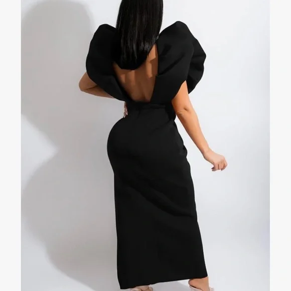 Chic Black Midi Dress for Women - Picture 2 of 6